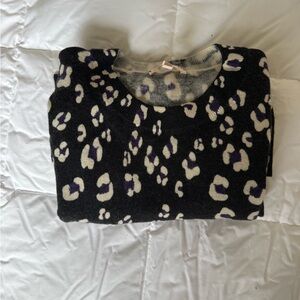 Rebecca Taylor Black and Cream Leopard Sweater